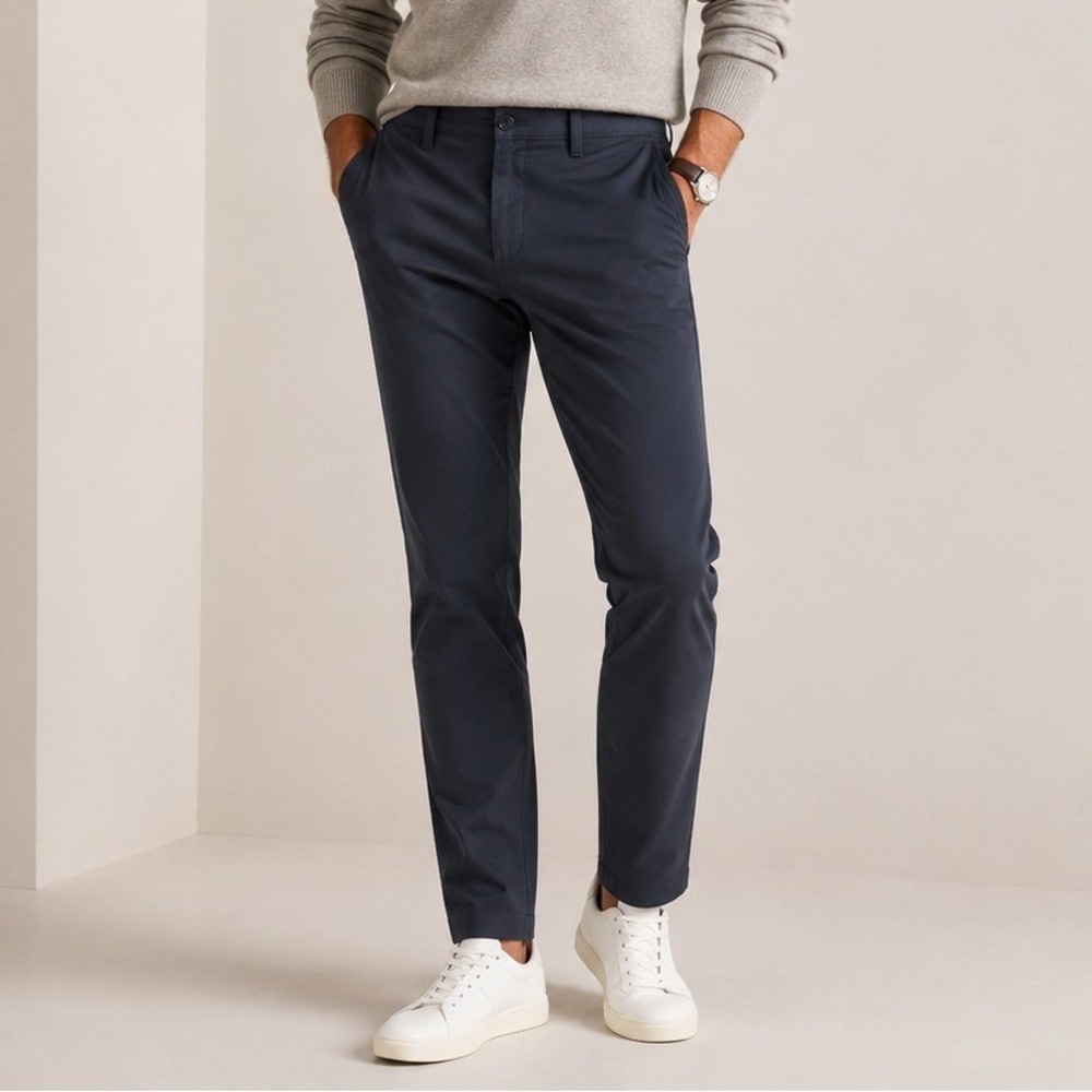 Quince Chino Pants Organic Stretch Cotton Straight‎ Fit RTO Deep Navy 34x32 NWT